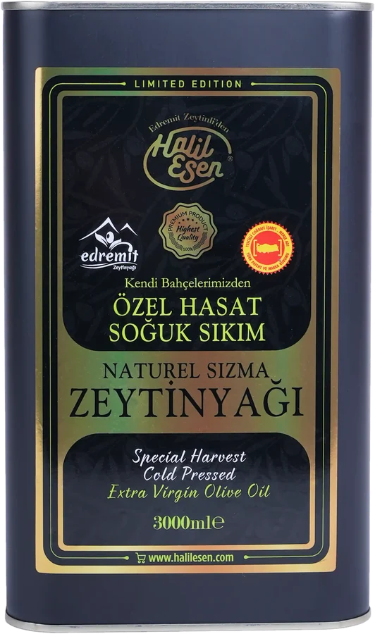 Özel Hasat Soğuk Sıkım Naturel Sızma Zeytinyağı, 3 L, teneke