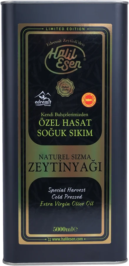 Özel Hasat Soğuk Sıkım Naturel Sızma Zeytinyağı, 5 L, teneke