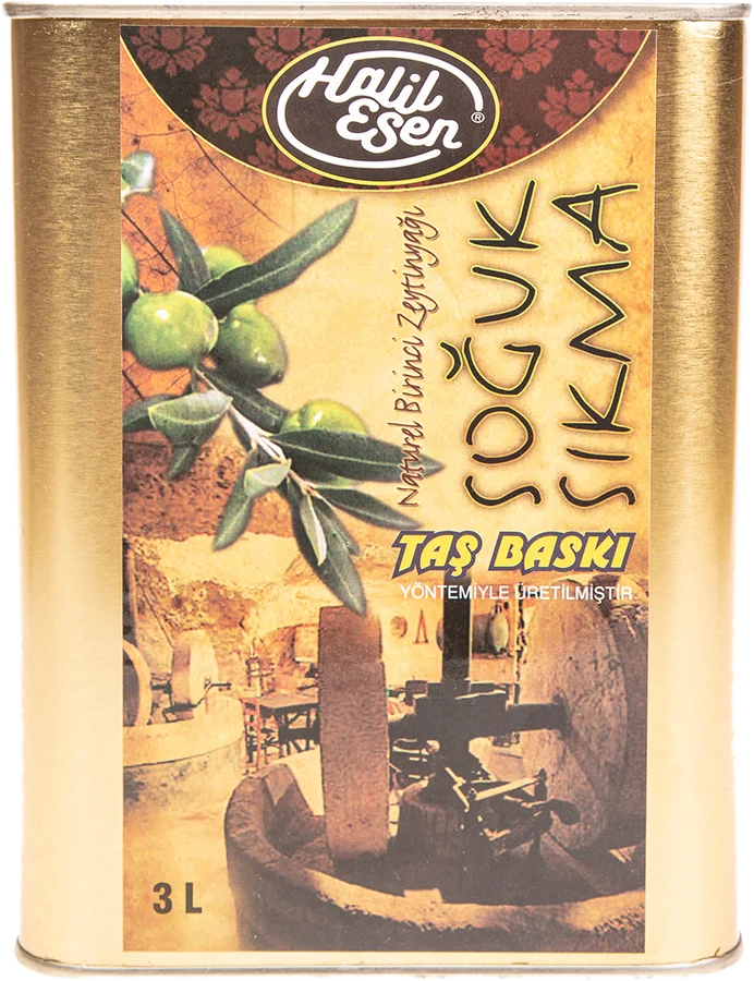 Taş Baskı Soğuk Sıkma Zeytinyağı, 3 L, teneke