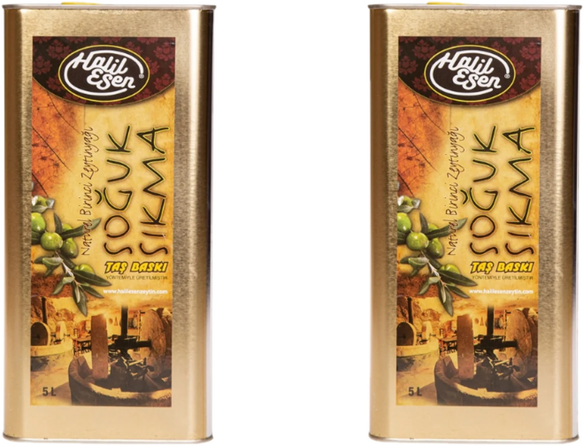 Taş Baskı Soğuk Sıkma Zeytinyağı, 2 × 5 L, teneke