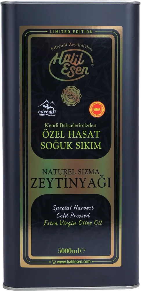 Özel Hasat Soğuk Sıkım Naturel Sızma Zeytinyağı, 5 litre teneke